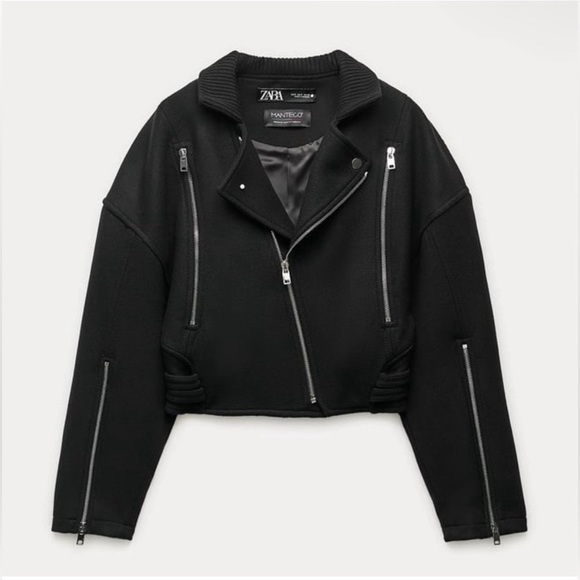 ZARA PREMIUM MANTECO WOOL BLEND BIKER AVIATOR JACKET COAT MEDIUM - Picture 15 of 15